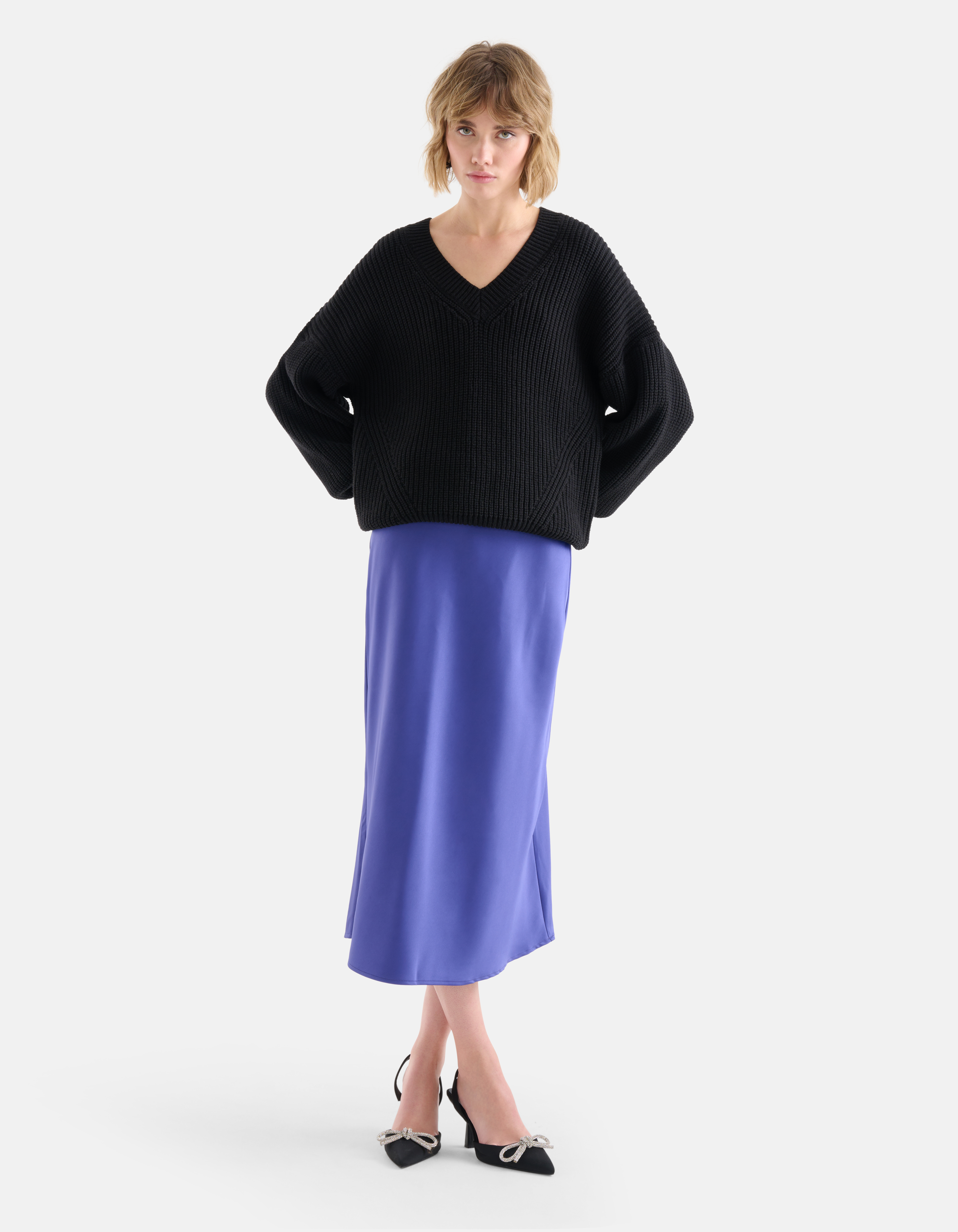 Paarse discount satijnen rok