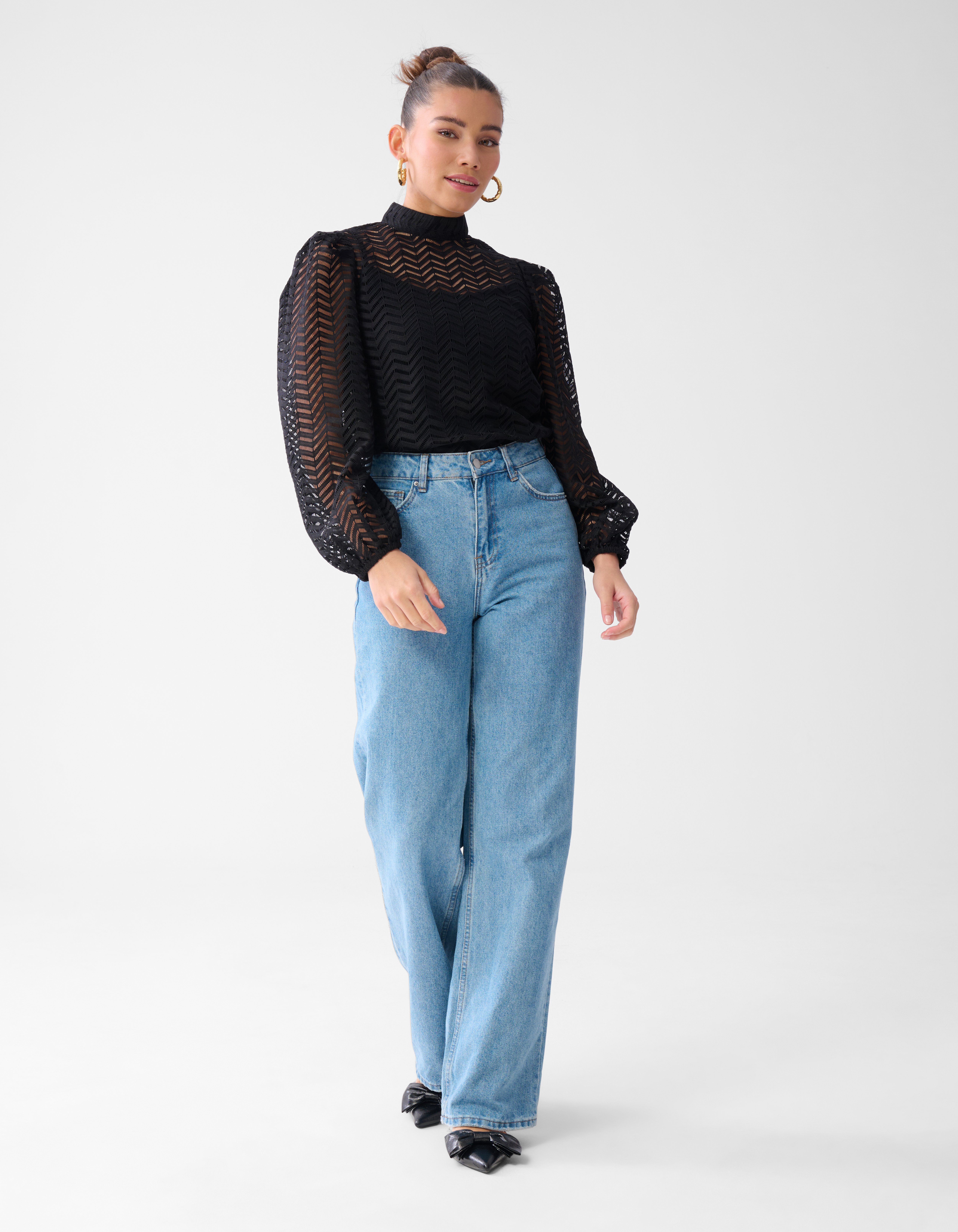 Zigzag Kanten Blouse Zwart | Shoeby