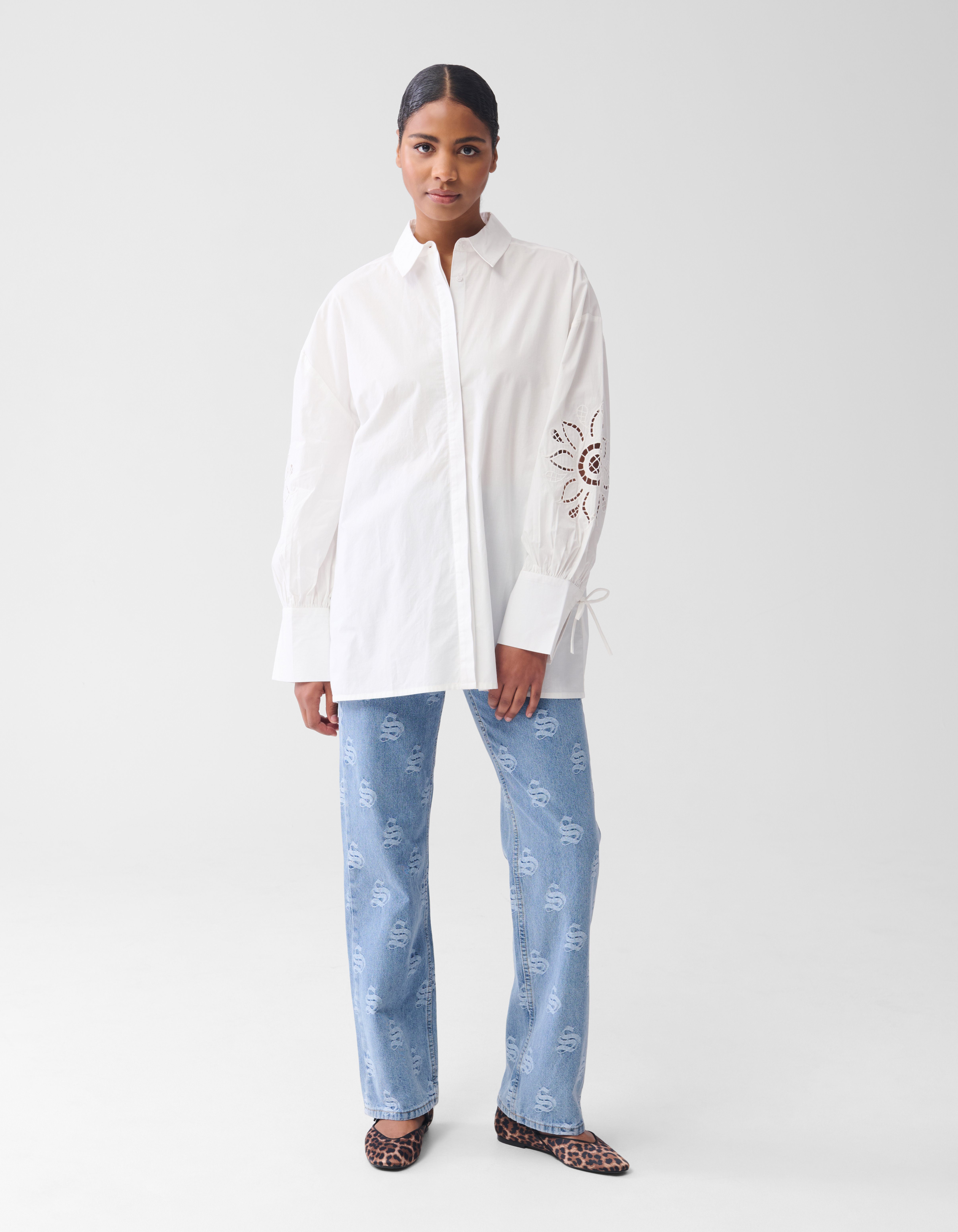 Embroidery Blouse Wit | Shoeby