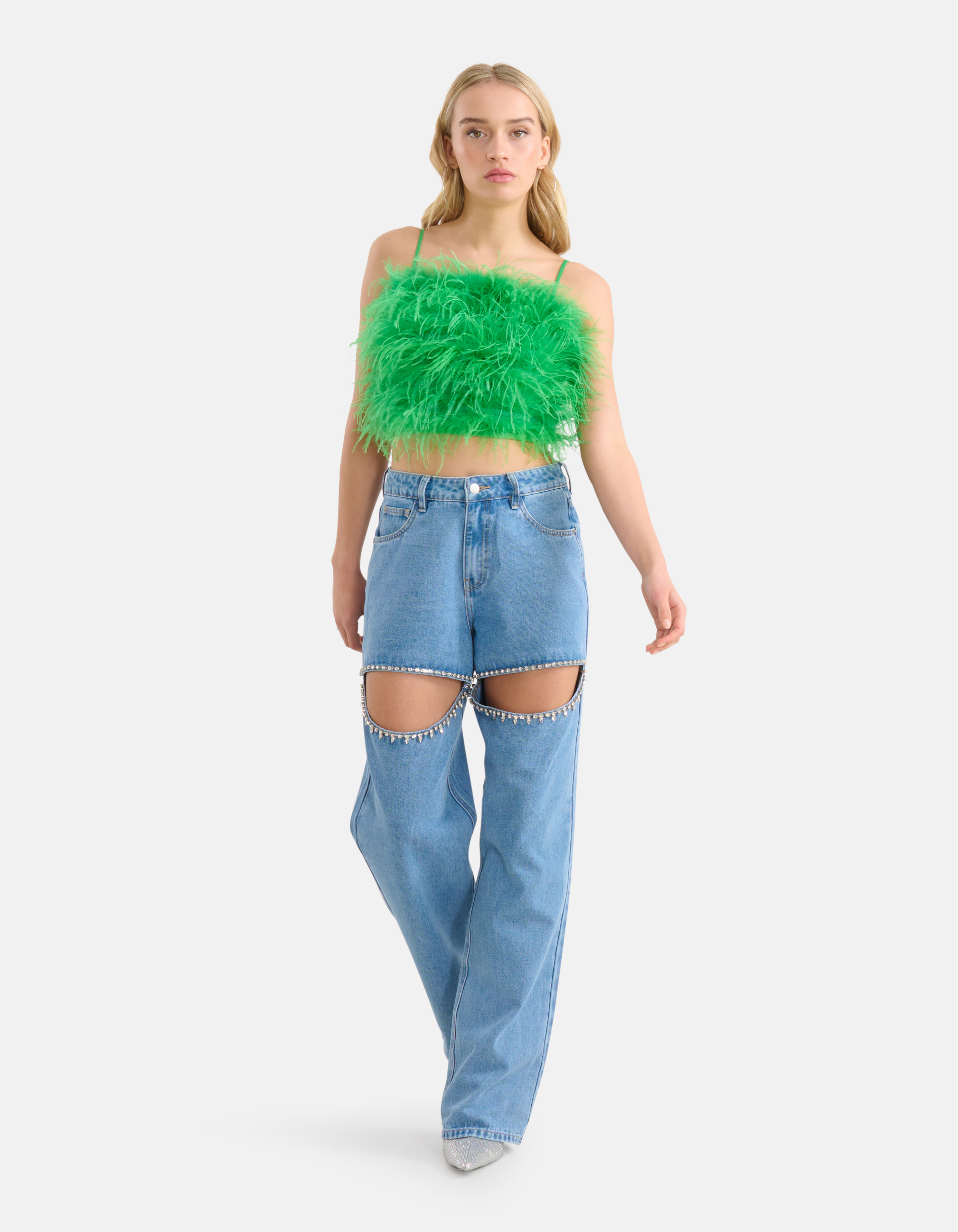 Cut Out Loose Fit Jeans Mediumstone | Shoeby