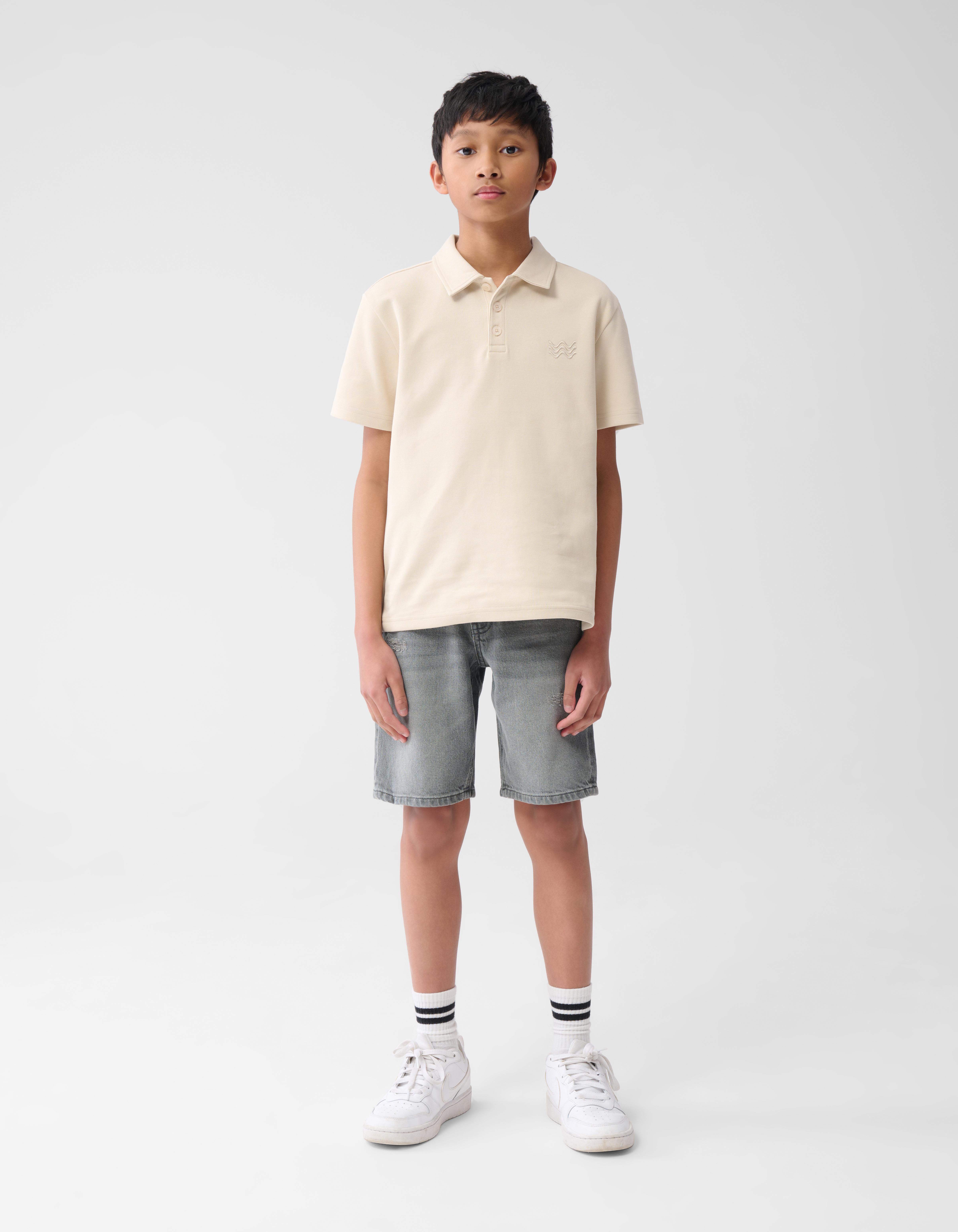 Straight Fit Denim Short Grijs | Shoeby